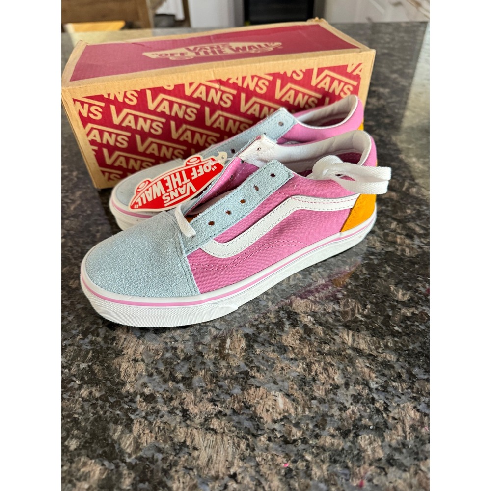 Vans Old Skool Kids Color Block Fuchsia Pink Blue Sneakers‎ VN0A4BUUWJ1 Sz 3.0 K